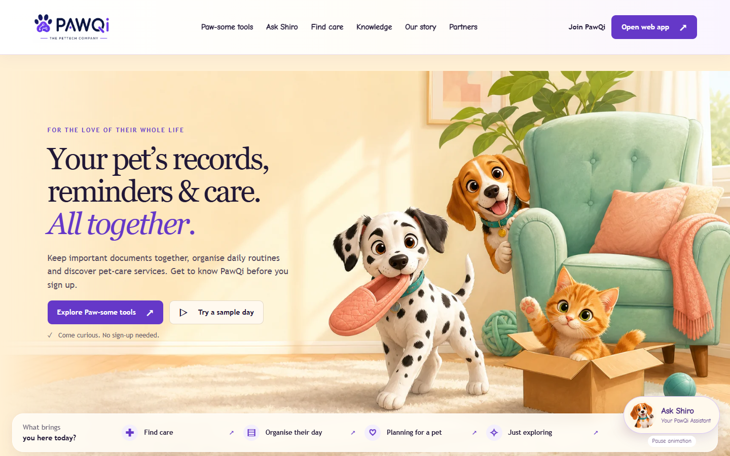 PawQi public landing page